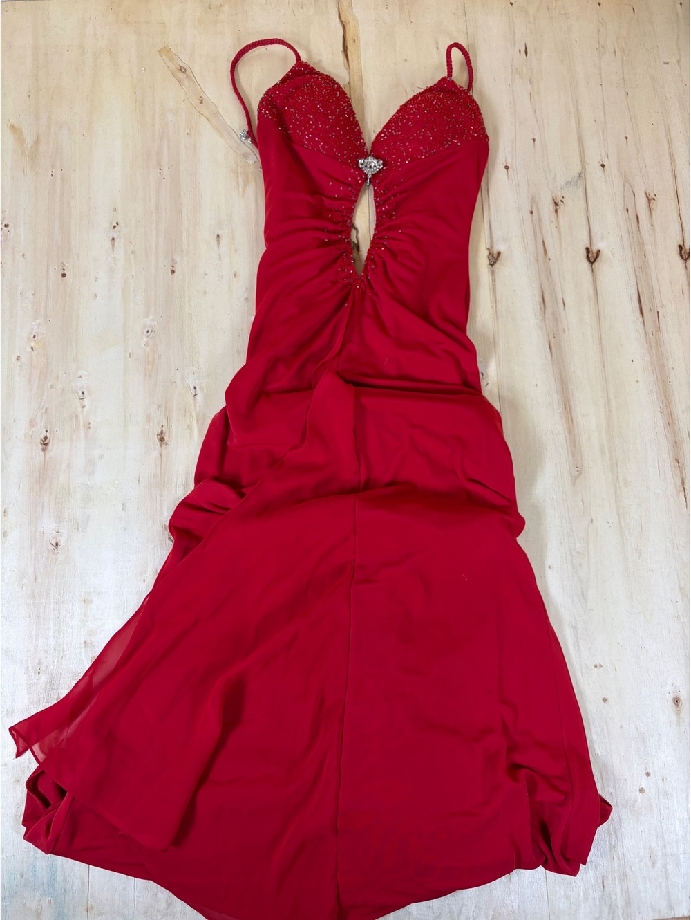 Y2K Tiffany Designs Red Sparkle Mermaid Evening Dress